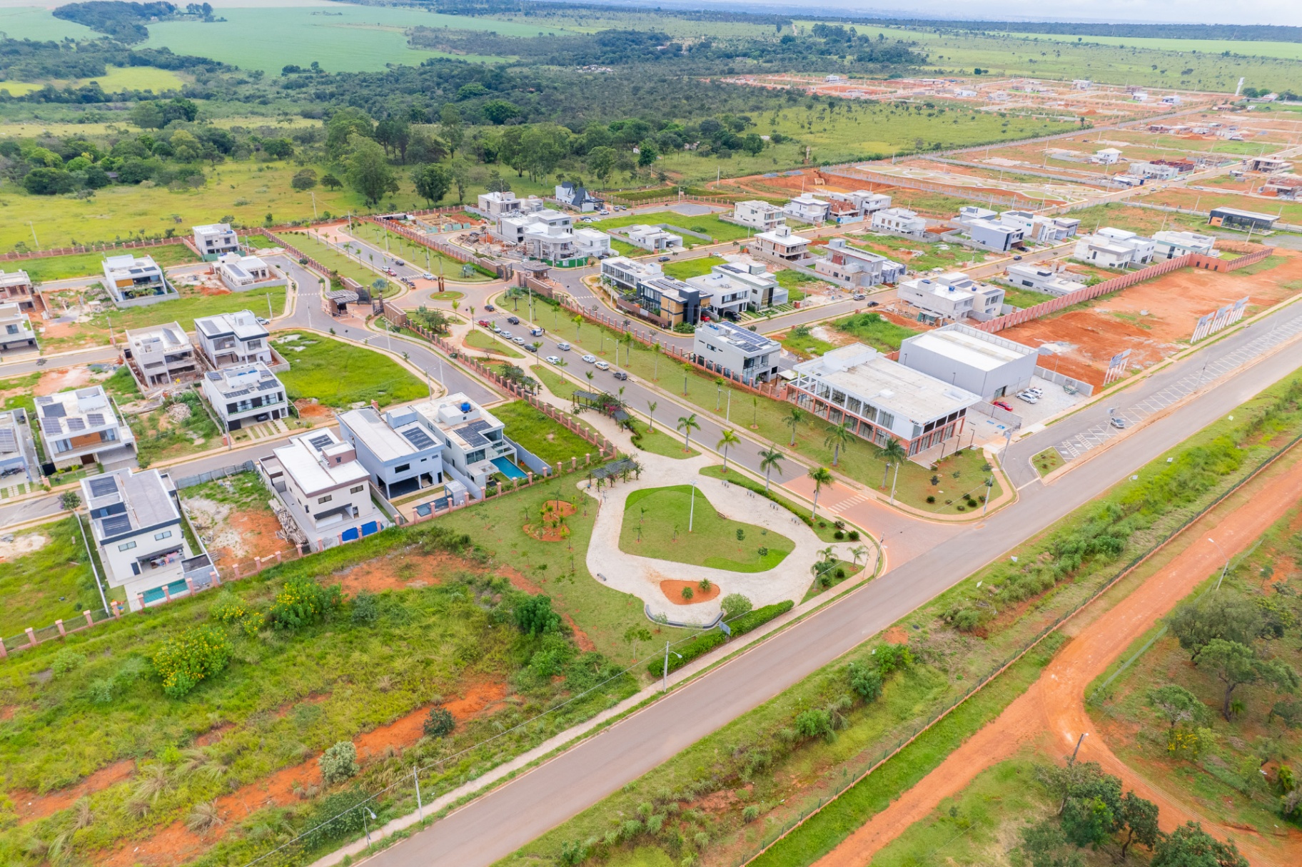 Vista aérea do Condomínio Le Jardin DF – lotes e casas à venda no Jardim Botânico